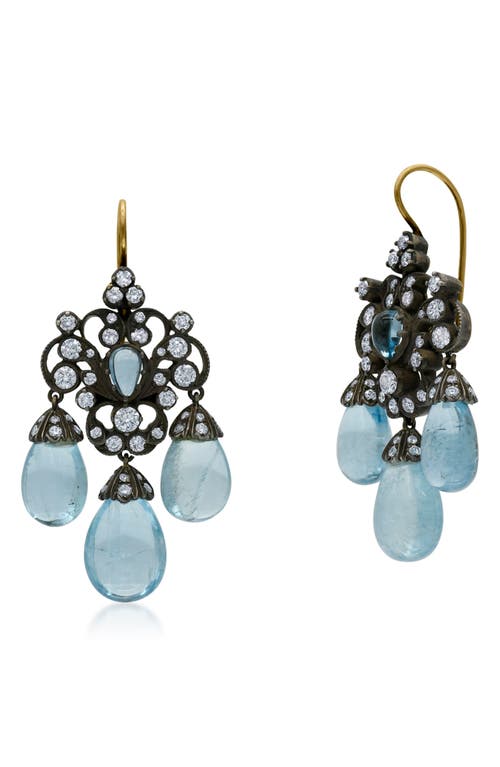 Fred Leighton Aquamarine & Diamond Drop Earrings In Gold