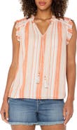 Liverpool Los Angeles Stripe Ruffle Sleeveless Top
