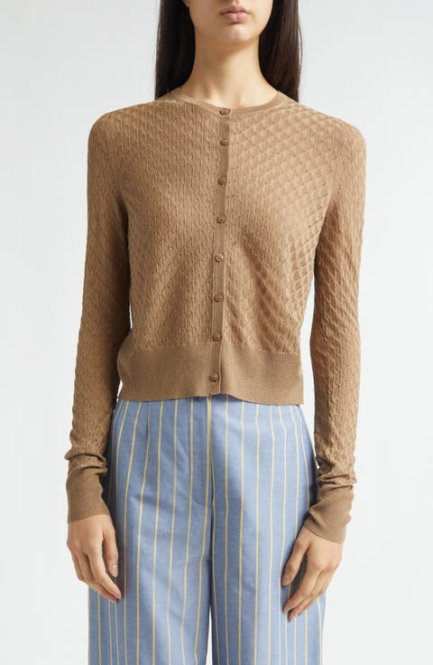 Crop Pointelle Cardigan