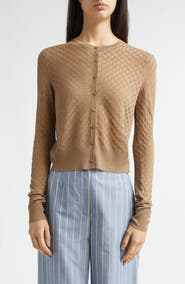 Lela Rose Crop Pointelle Cardigan