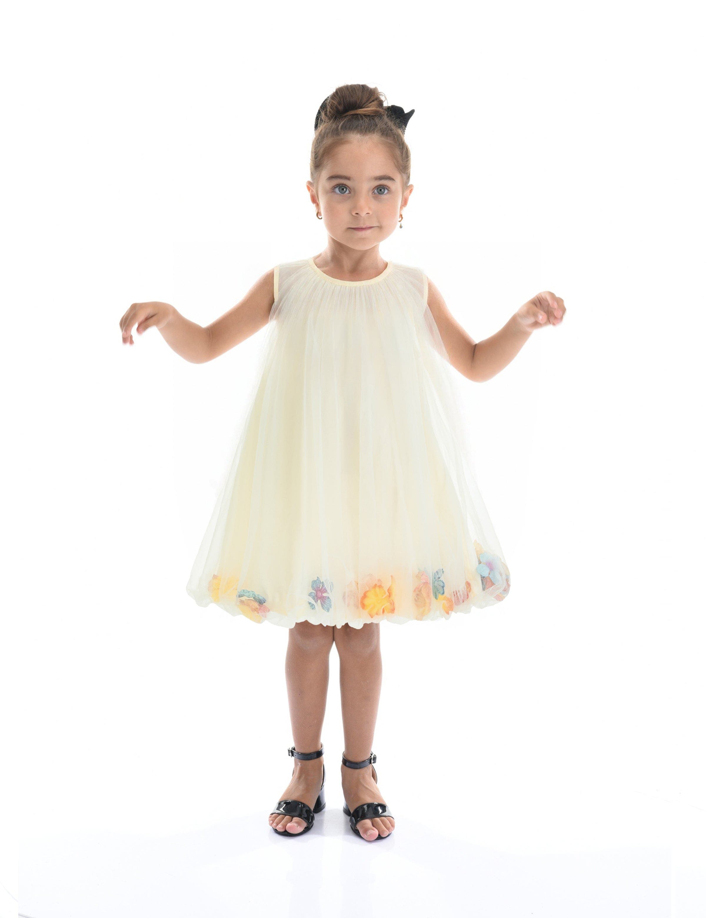 Mimi Tutu Floral Layered Sleeveless Dress in Ivory 
