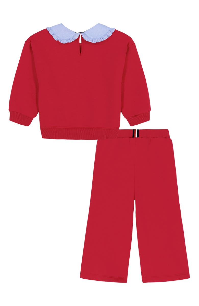 Tommy Hilfiger Logo Peter Pan Collar Pullover & Wide Leg Pants Set, Alternate, color, Red