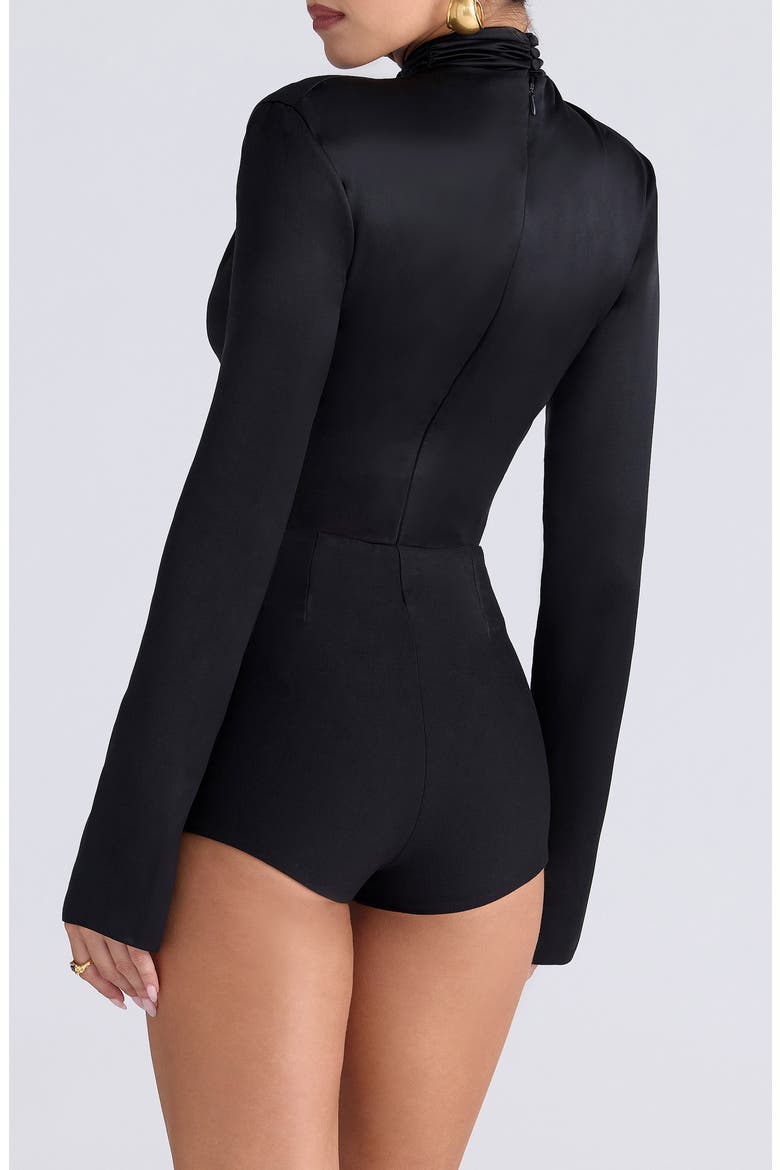 Neneh Long Sleeve Satin Bodysuit, Alternate, color, BLACK