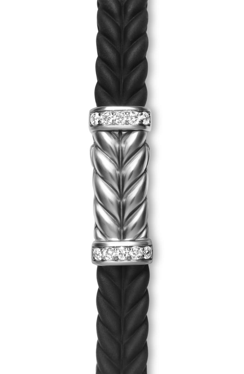David Yurman Chevron Station Rubber Bracelet, Alternate, color, Black/Diamond