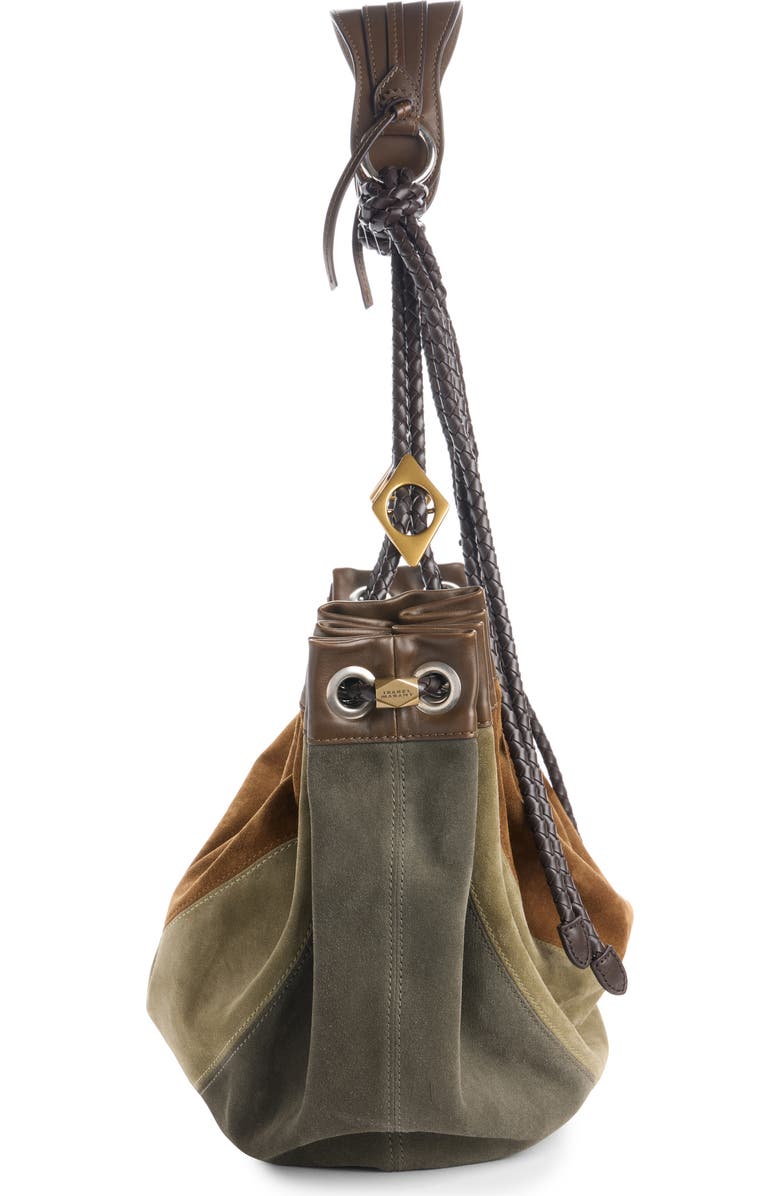 Isabel Marant Large Maia Colorblock Suede Shoulder Bag, Alternate, color, Multicolor Khaki