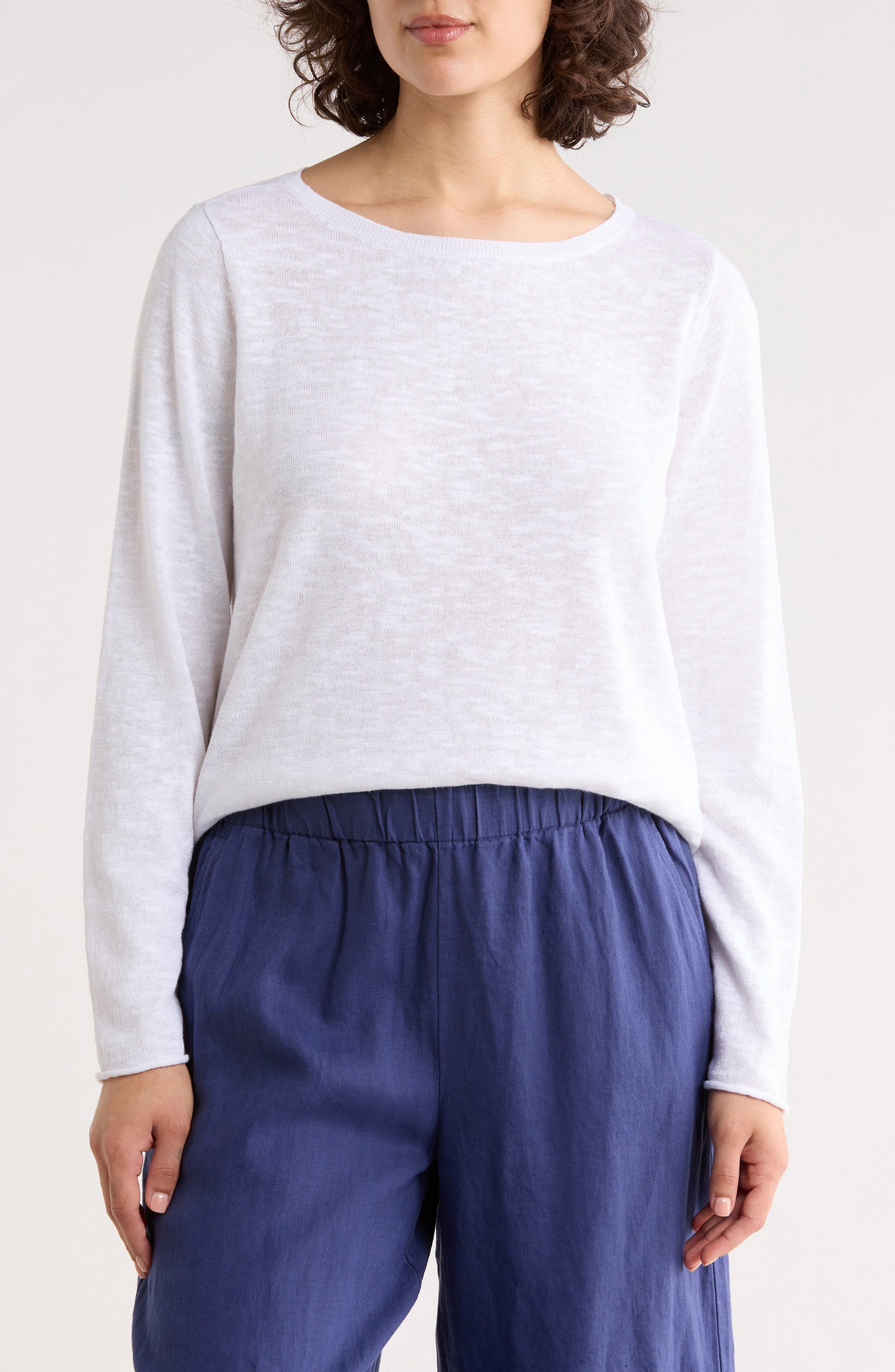 Eileen Fisher Boat Neck Organic Linen & Cotton Sweater