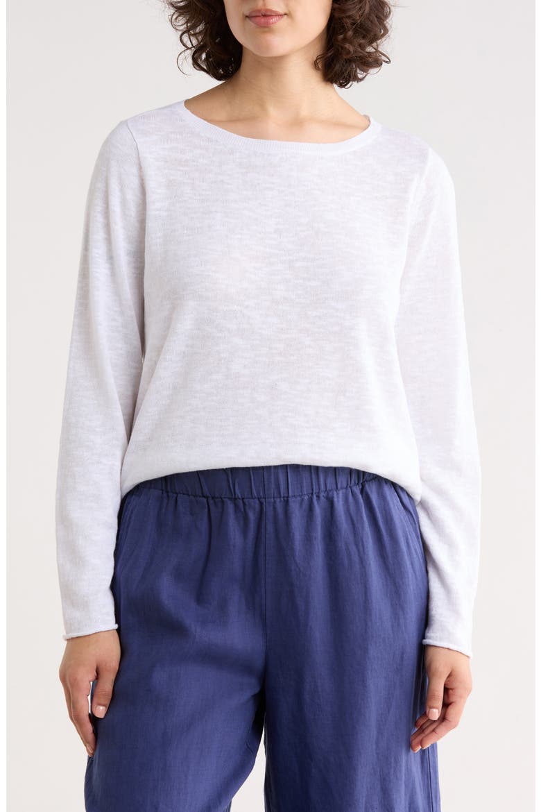 Boat Neck Organic Linen & Cotton Sweater, Main, color, WHITE