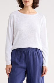 Eileen Fisher Boat Neck Organic Linen & Cotton Sweater