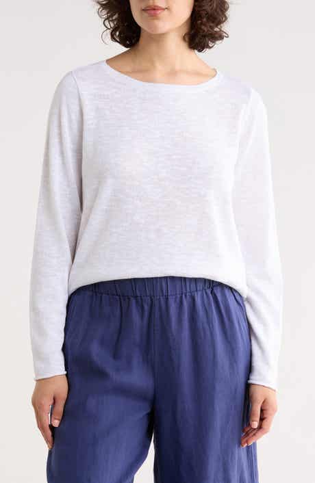 Eileen Fisher Boat Neck Organic Linen & Cotton Sweater