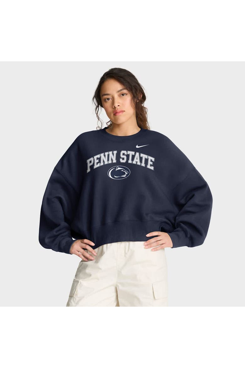 Women's Nike Navy Penn State Nittany Lions Oversized Phoenix Arch Pullover Sweatshirt, Main, color, Navy