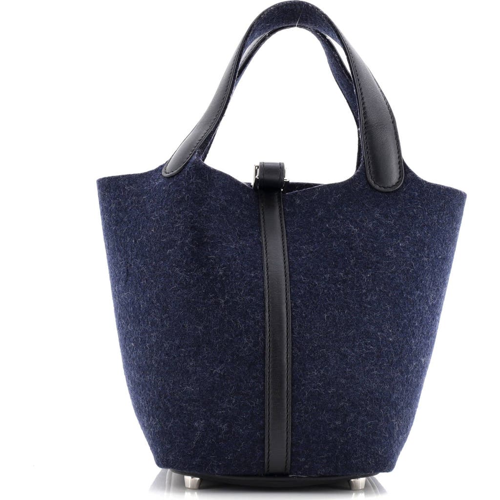 Pre-owned Hermes Hermes Picotin Lock Bag Felt With Leather Pm In Blue
