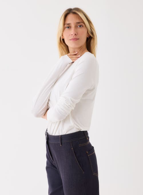 Majestic Filatures Soft Touch Semi Relaxed Long Sleeve Crewneck T-shirt In White