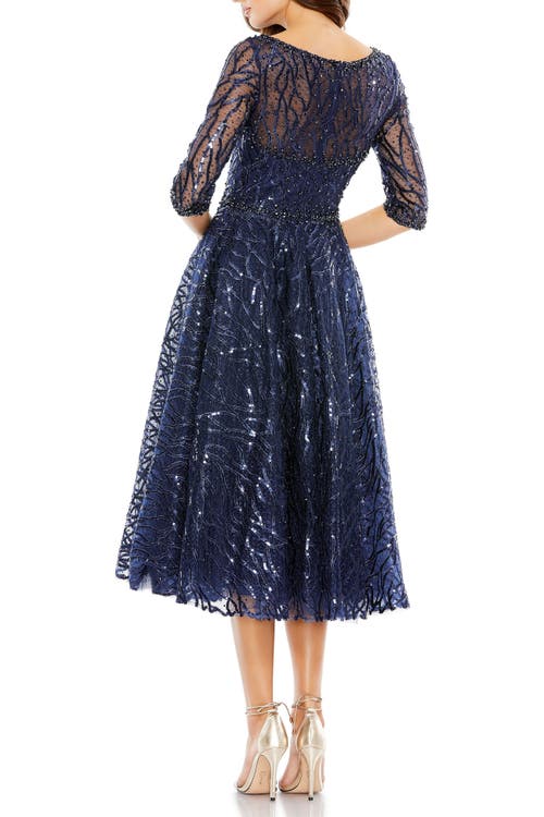 Mac Duggal Embellished A-line Dress In Navy