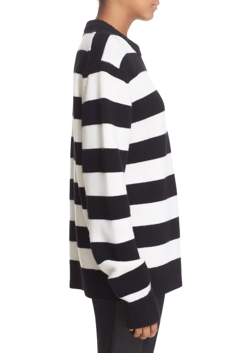 Shana Stripe Cashmere Sweater, Alternate, color, BLACK/ WHITE