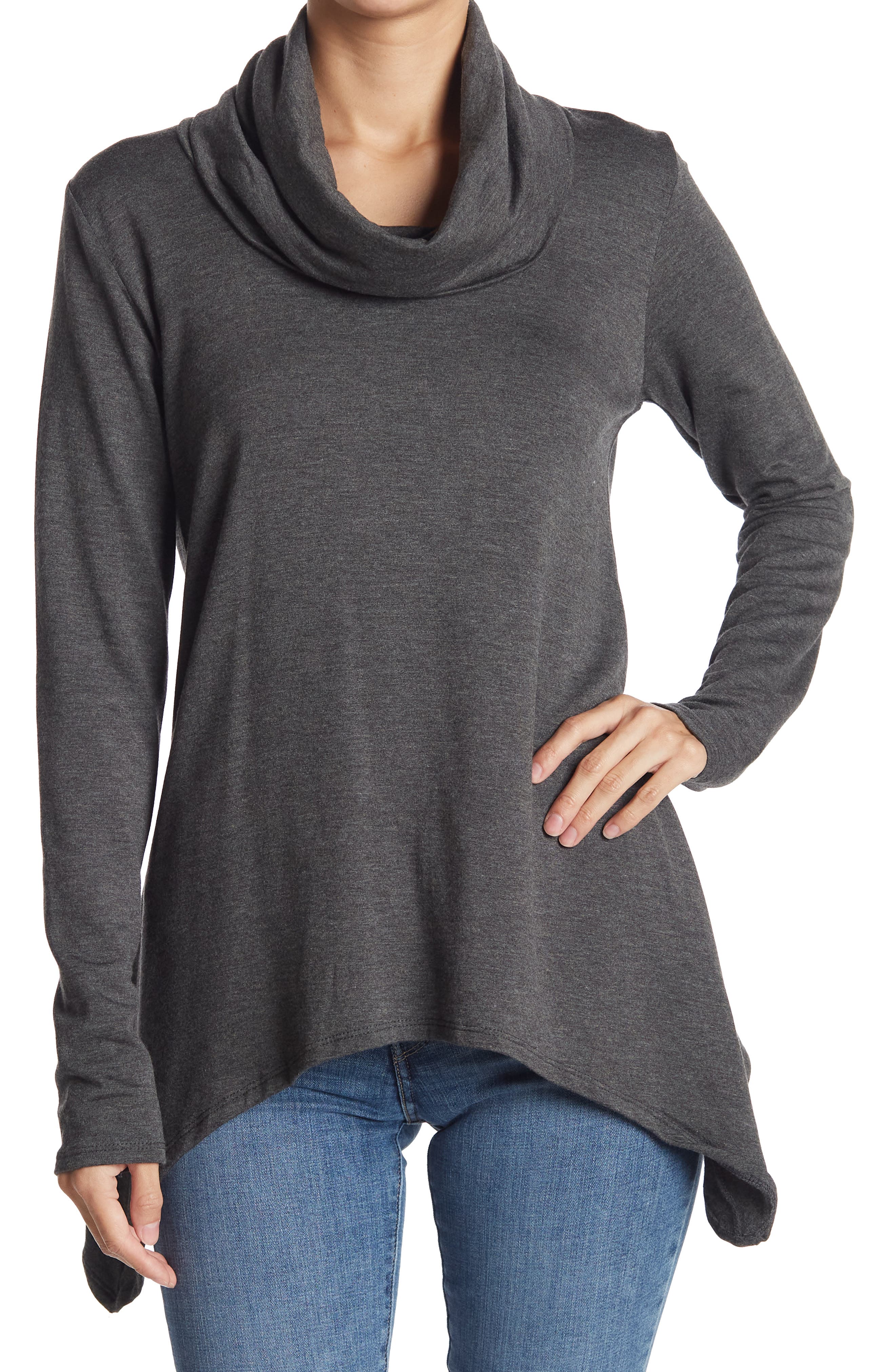 Swing Hem Cowl Neck Sweater - image 3