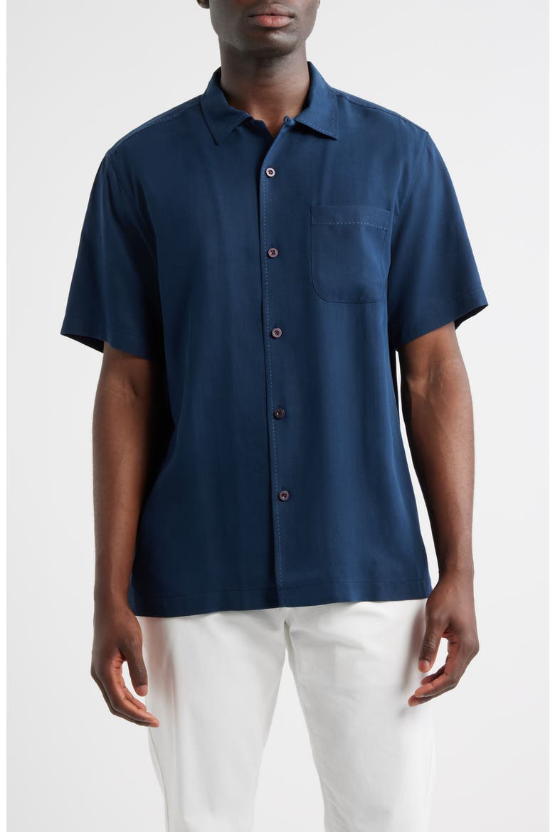mens silk dress shirts short sleeve Sleek Men's Silk Camp Shirt