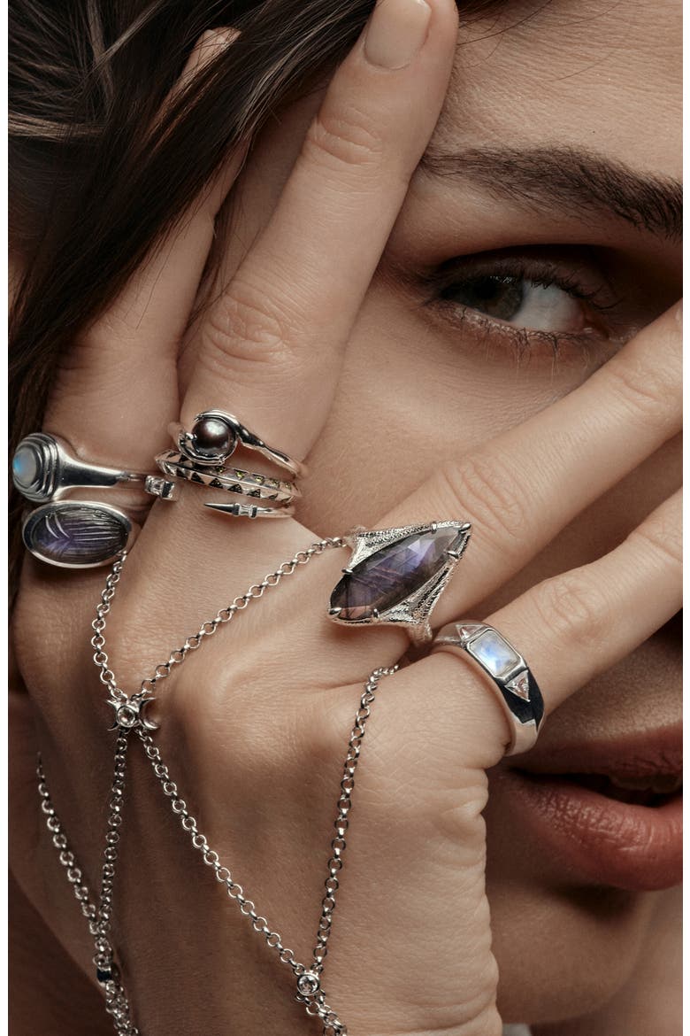 Raven Talon Gemstone Ring, Alternate, color, METALLIC SILVER/ LABARODITE