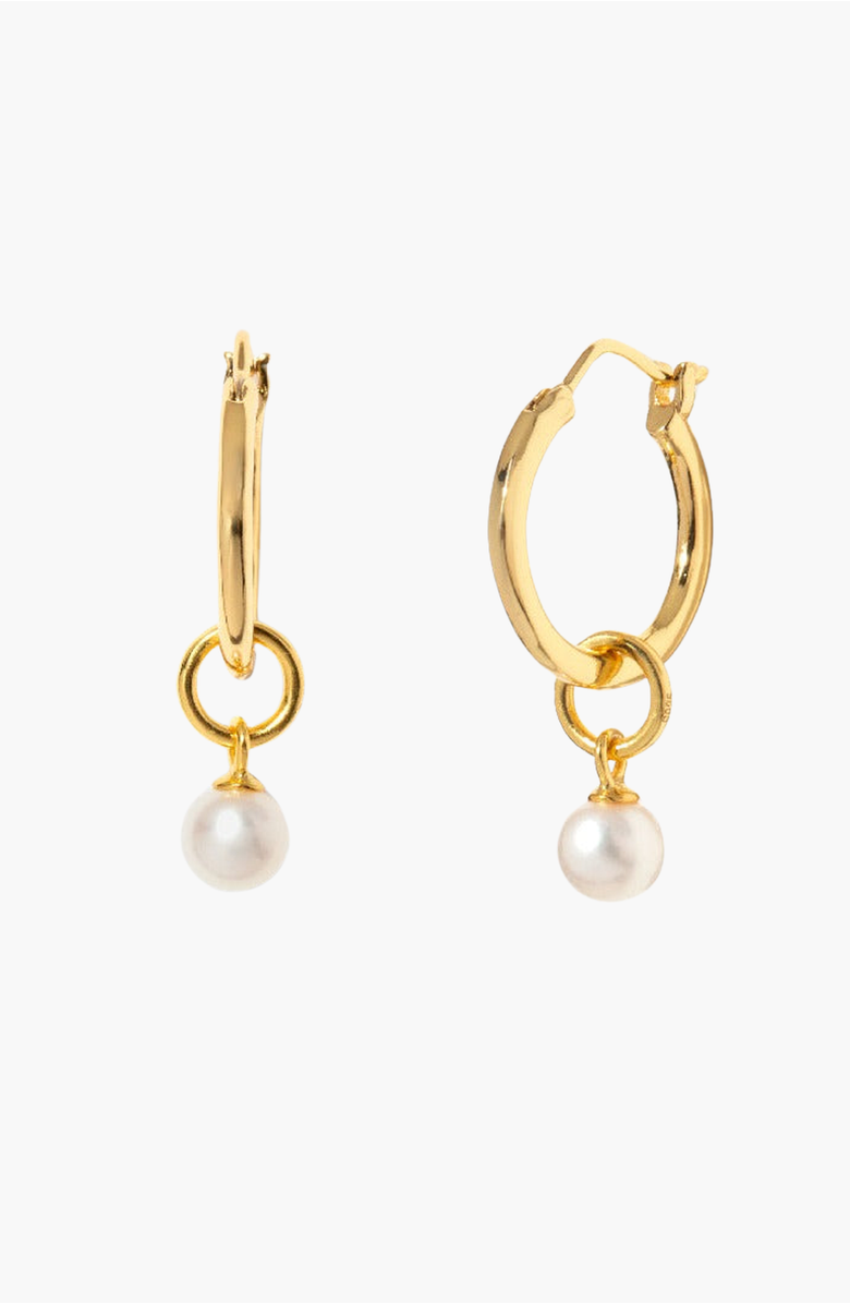Little Sky Stone Tiny Pearl Hoop Earrings, Main, color, 