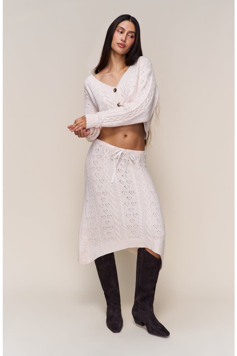 Noah Wool Cable Skirt, Alternate, color, Snow White