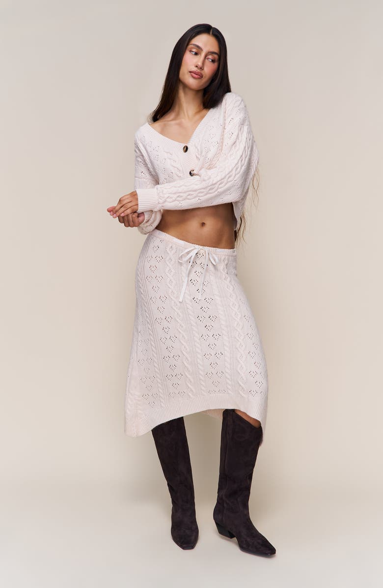 Guizio Noah Wool Cable Skirt, Alternate, color, Snow White