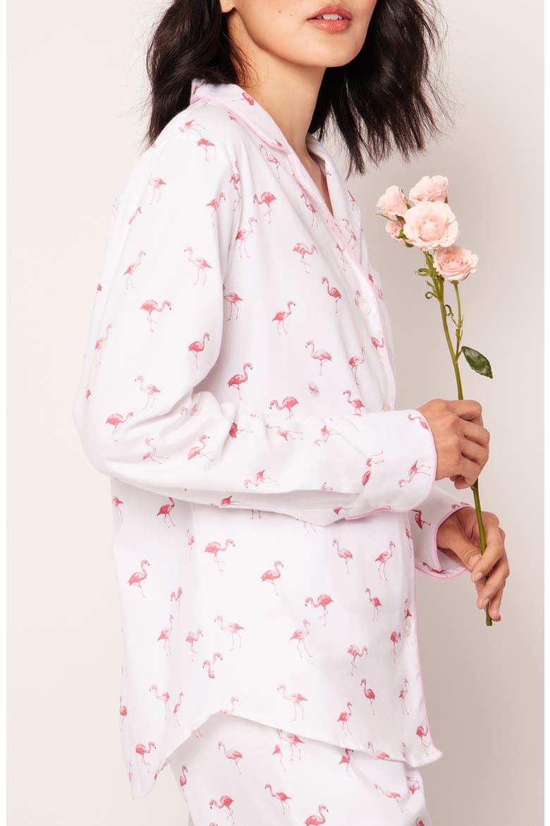 Flamingos Cotton Pajamas, Alternate, color, WHITE