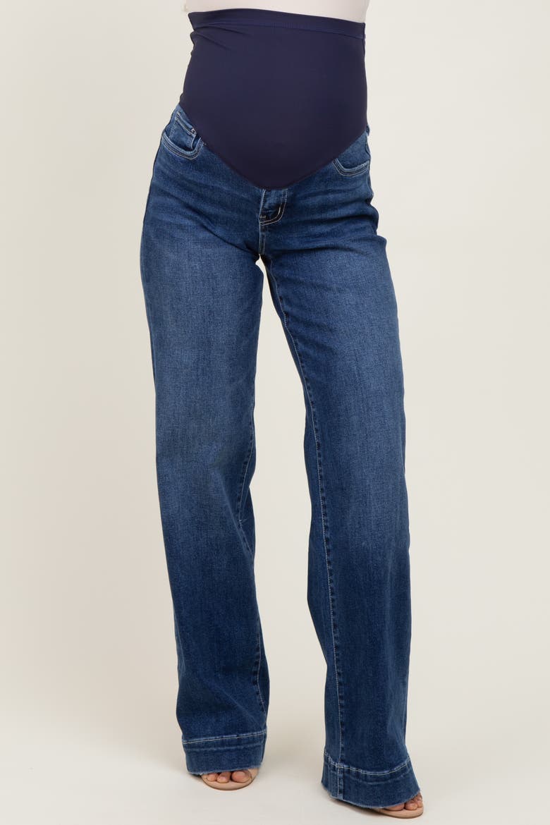 Trouser Hem Wide Leg Maternity Jeans, Alternate, color, Navy Blue