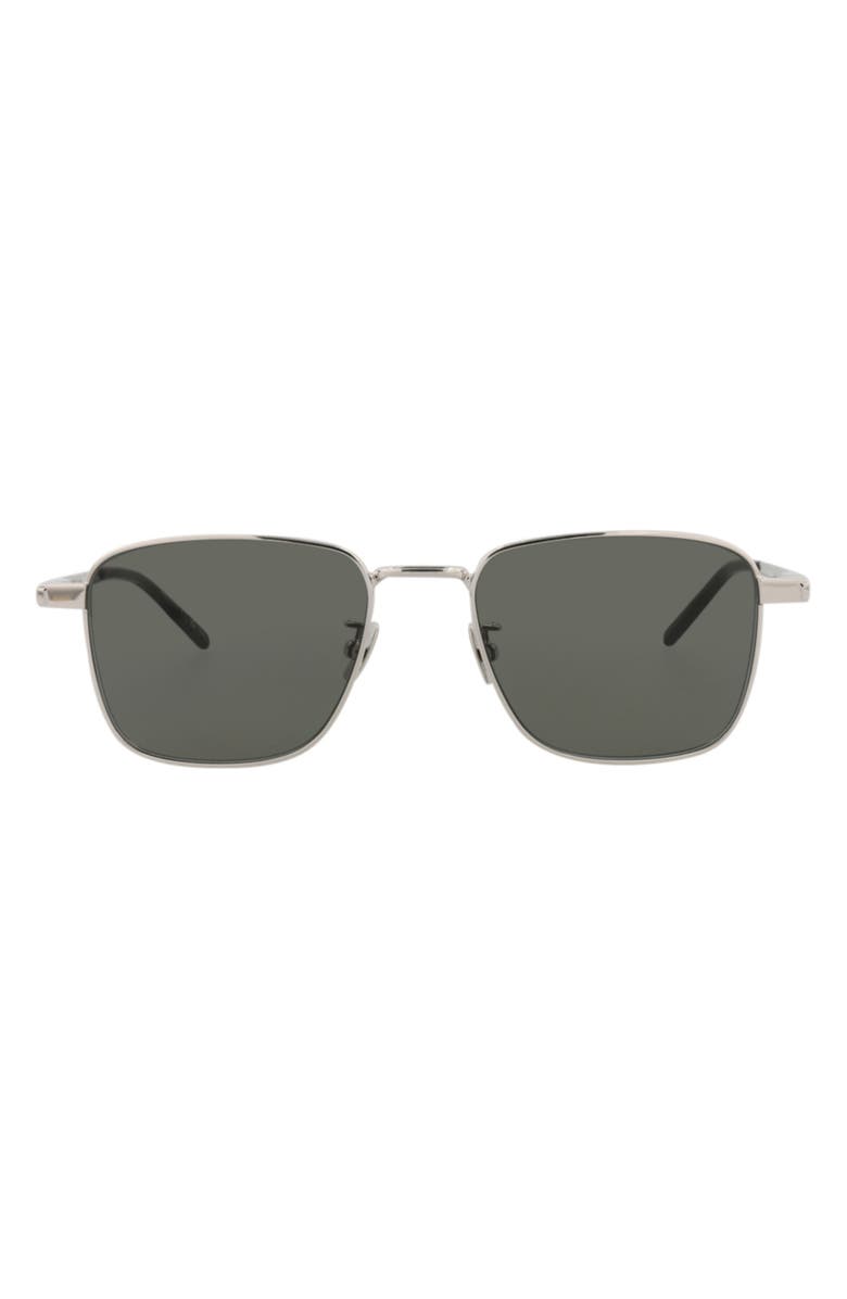 Saint Laurent 52mm Novelty Square Sunglasses, Main, color, Silver Silver Grey