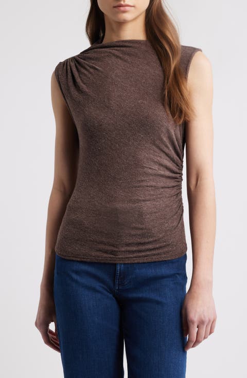 Christen Ruched Funnel Neck Top