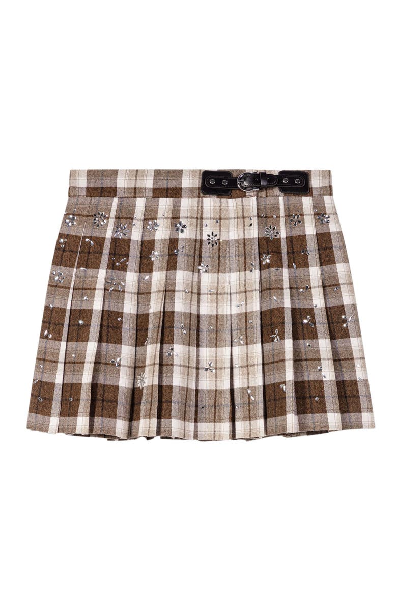 maje Rhinestone checked kilt, Alternate, color, Big Brown Check