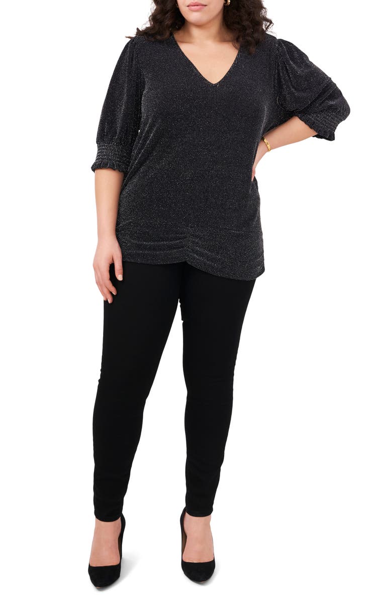 Vince Camuto Metallic V-Neck Top, Alternate, color, 