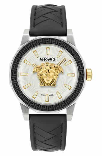 Versace Medusa Deco Leather Strap Watch, 43mm