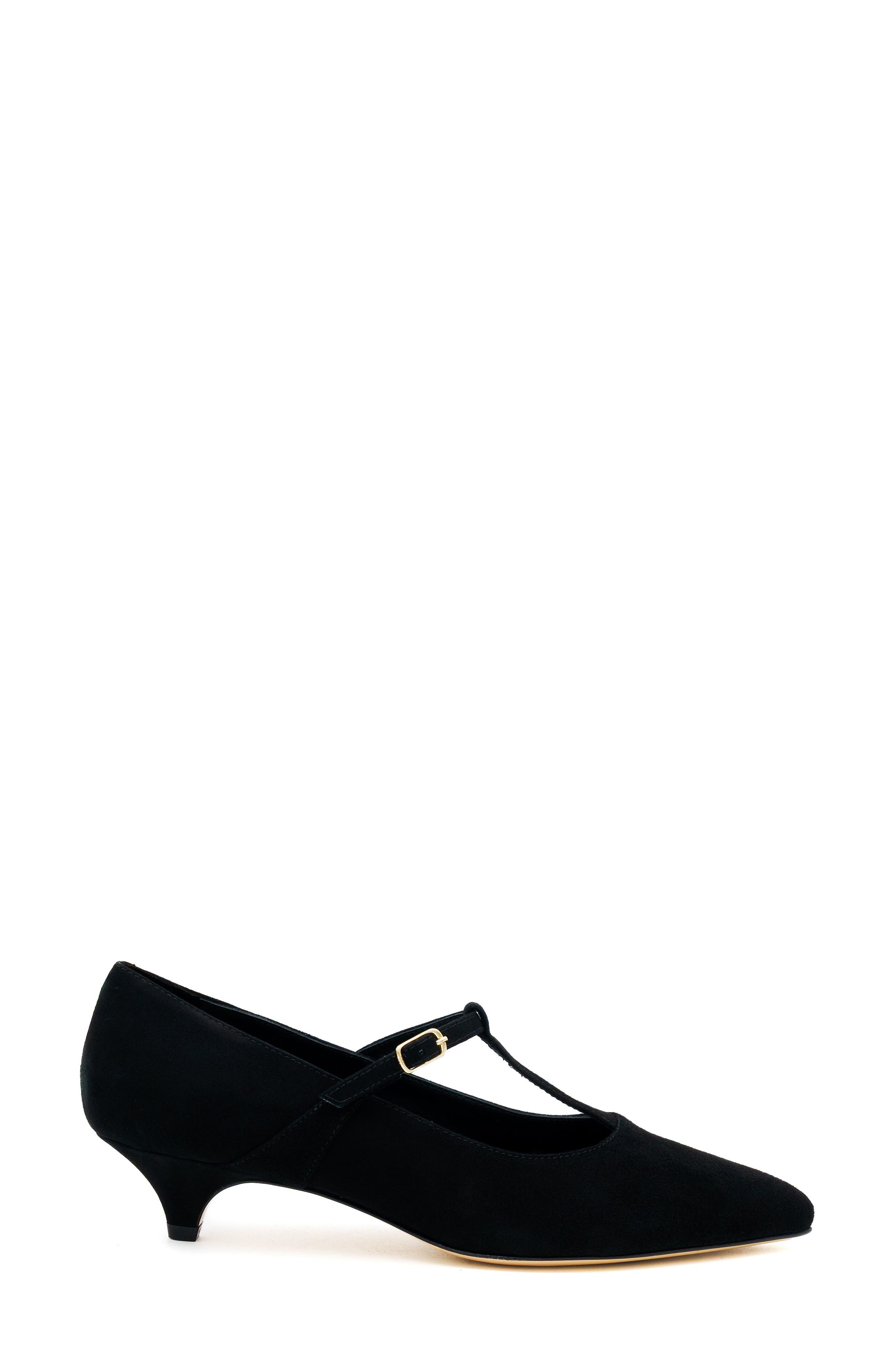 Acciaio Leather T-Strap Pump, Alternate, color, BLACK