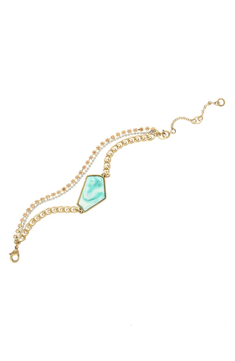 OLIVIA WELLES Gold Plated Mixed Chain & Organic Shape Stone Bracelet, Main, color, Gold / Blue