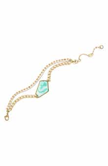 OLIVIA WELLES Gold Plated Mixed Chain & Organic Shape Stone Bracelet