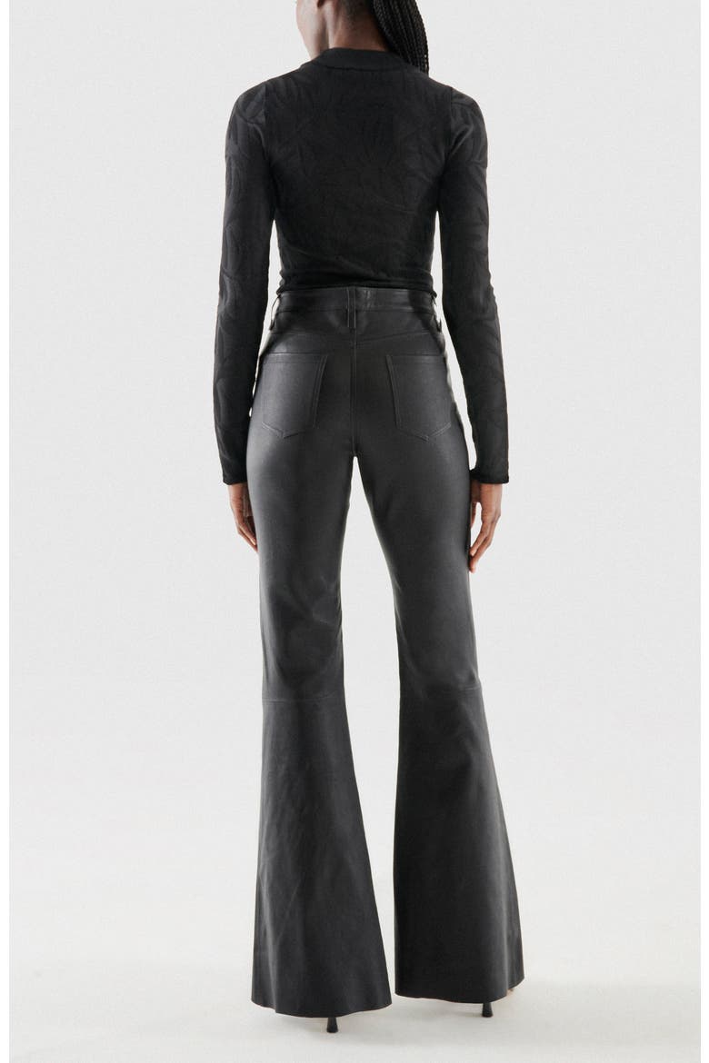 Robbie Stretch Leather Flares, Alternate, color, Black