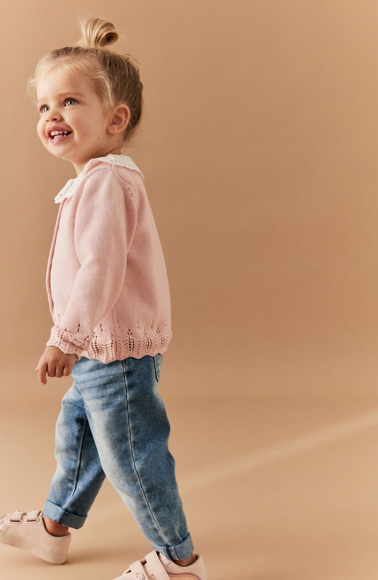 NEXT Kids' Peter Pan Collar Cotton Cardigan, Alternate, color, 