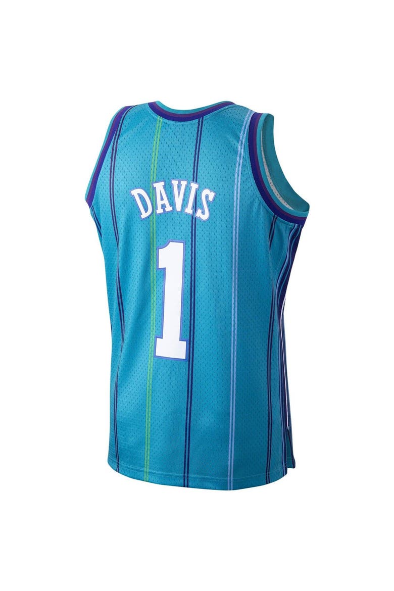 Men's Mitchell & Ness Baron Davis Teal Charlotte Hornets 1999/00 Hardwood Classics Swingman Jersey, Alternate, color, Teal