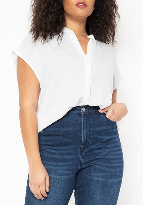 Notch Collar Blouse (Plus)