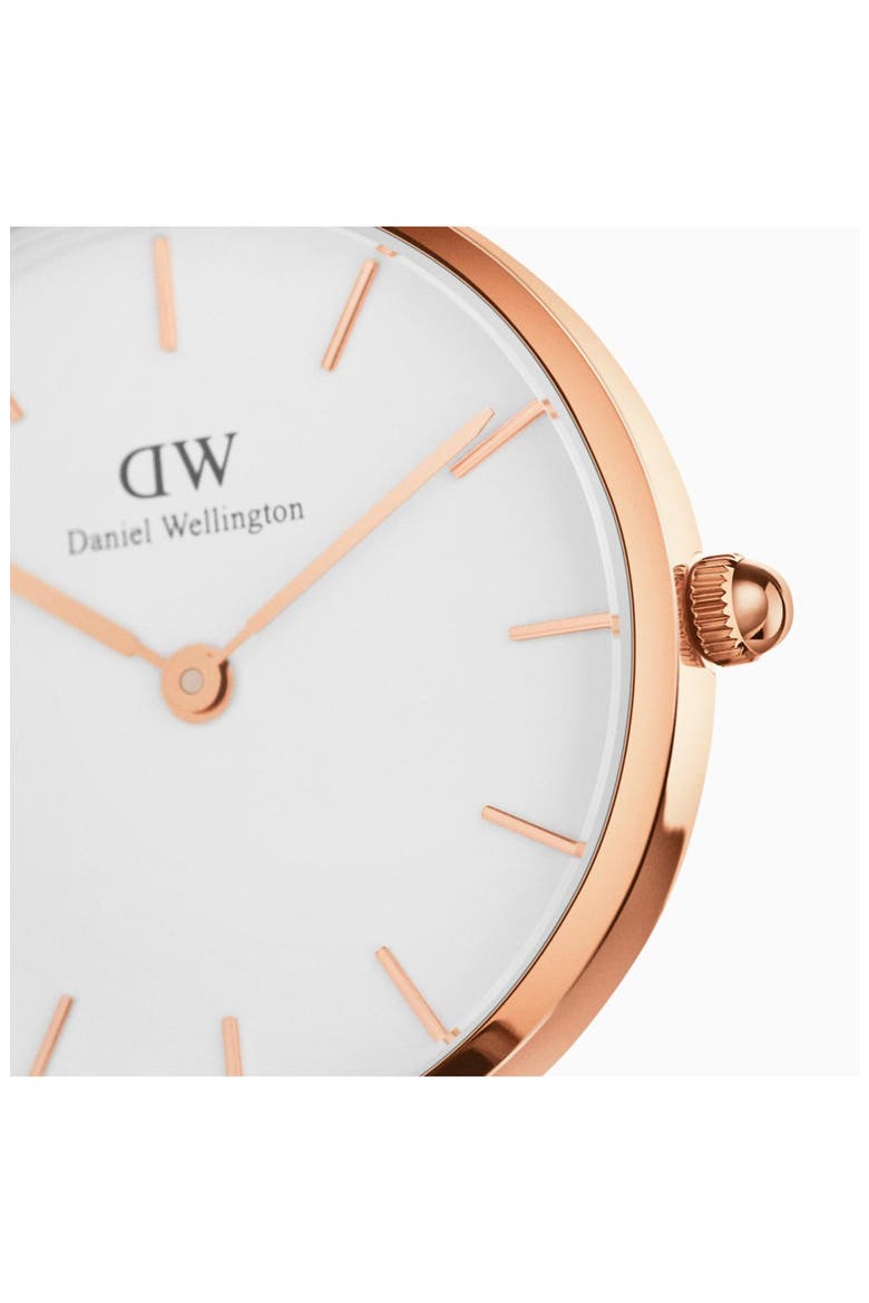 Classic Petite Leather Strap Watch, 28mm, Alternate, color, LIGHT BROWN/ WHITE/ ROSE GOLD