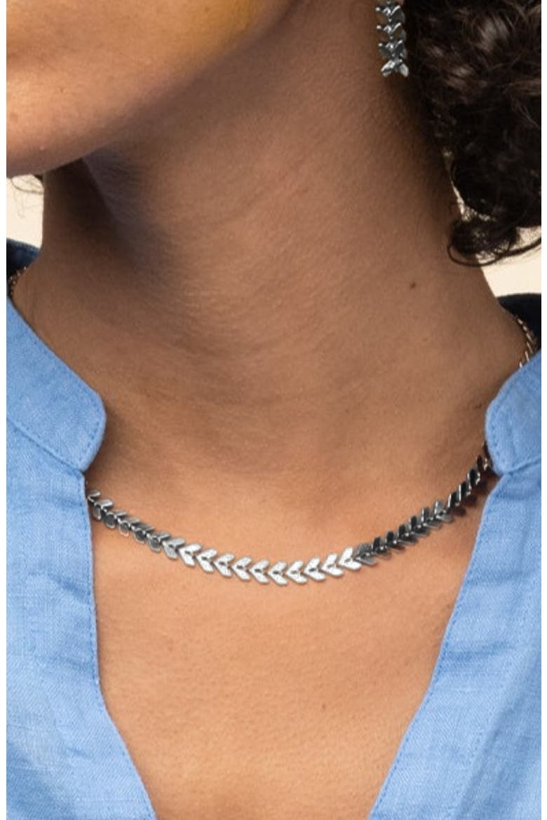 Elara Chevron Jewelry Set Trendy Statement Collection, Alternate, color, Dark Grey