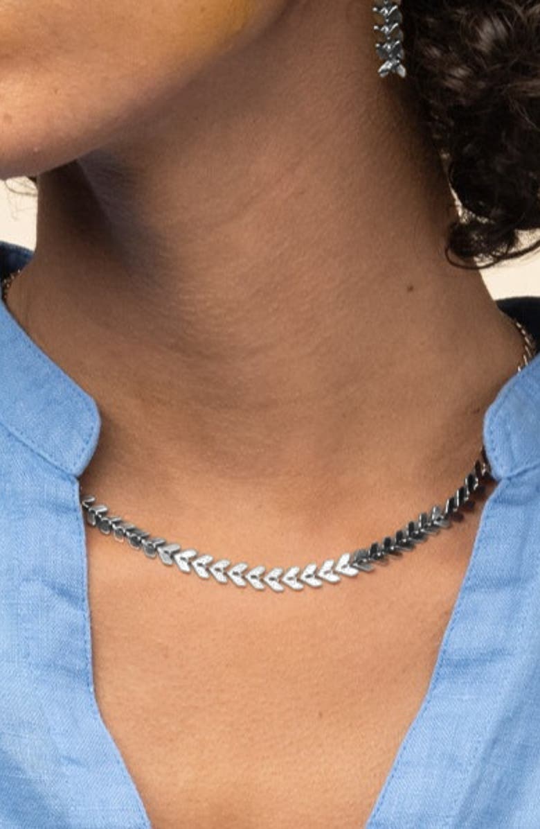 Bearfruit Jewelry Elara Chevron Jewelry Set Trendy Statement Collection, Alternate, color, Dark Grey