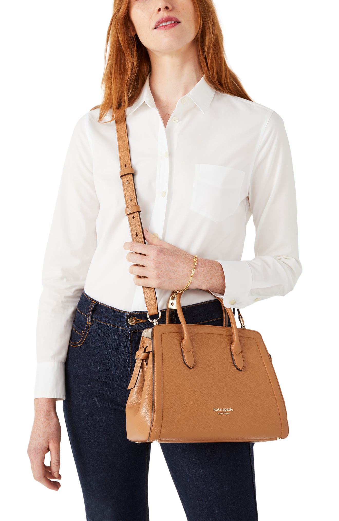 knott medium leather satchel, Alternate, color, BUNGALOW
