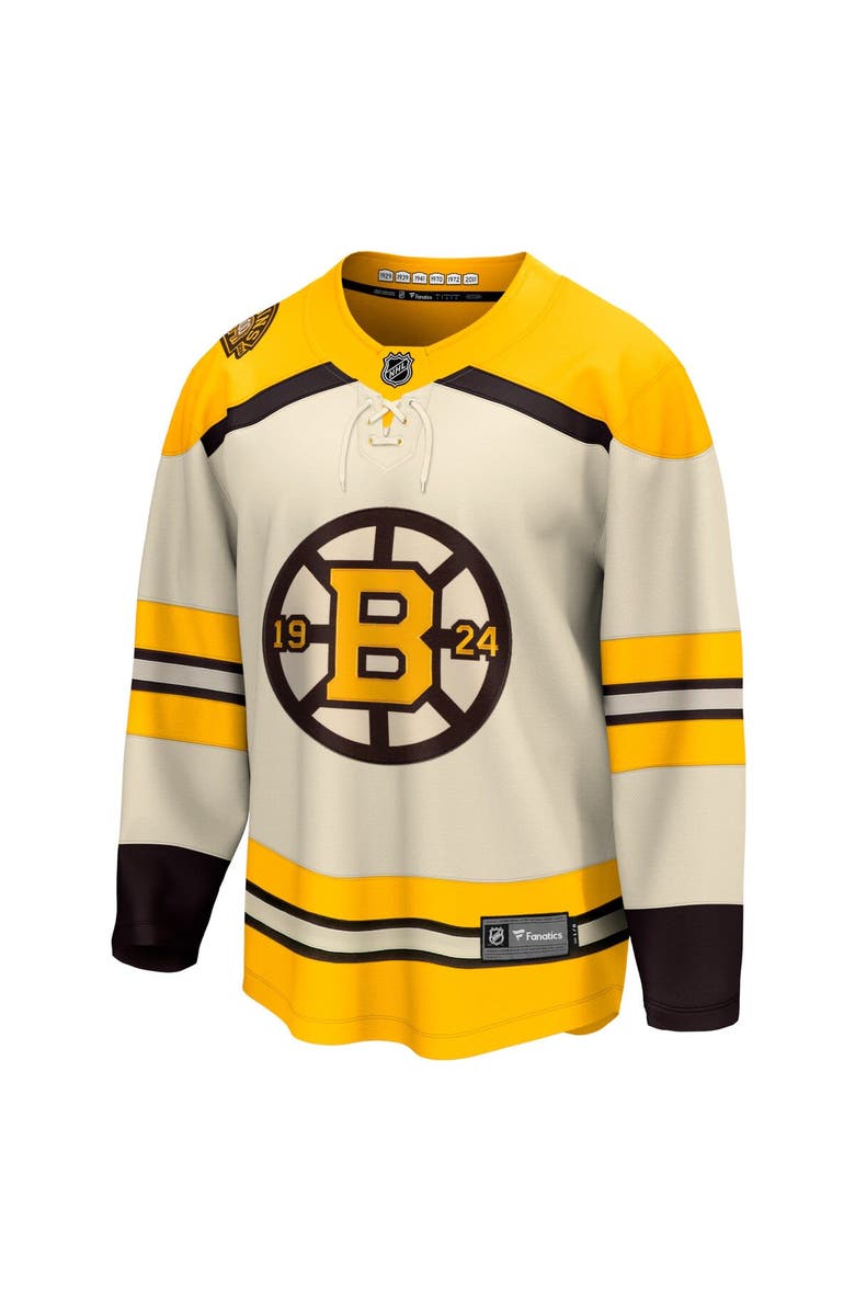 FANATICS Men's Fanatics Branded  Cream Boston Bruins 100th Anniversary Premier Breakaway Jersey, Alternate, color, 