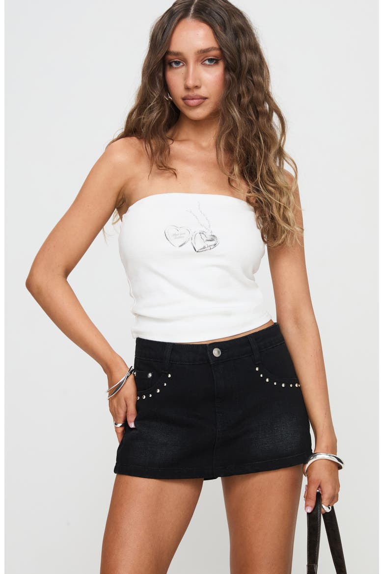 Symphony Stud Detail Denim Skort, Alternate, color, BLACK