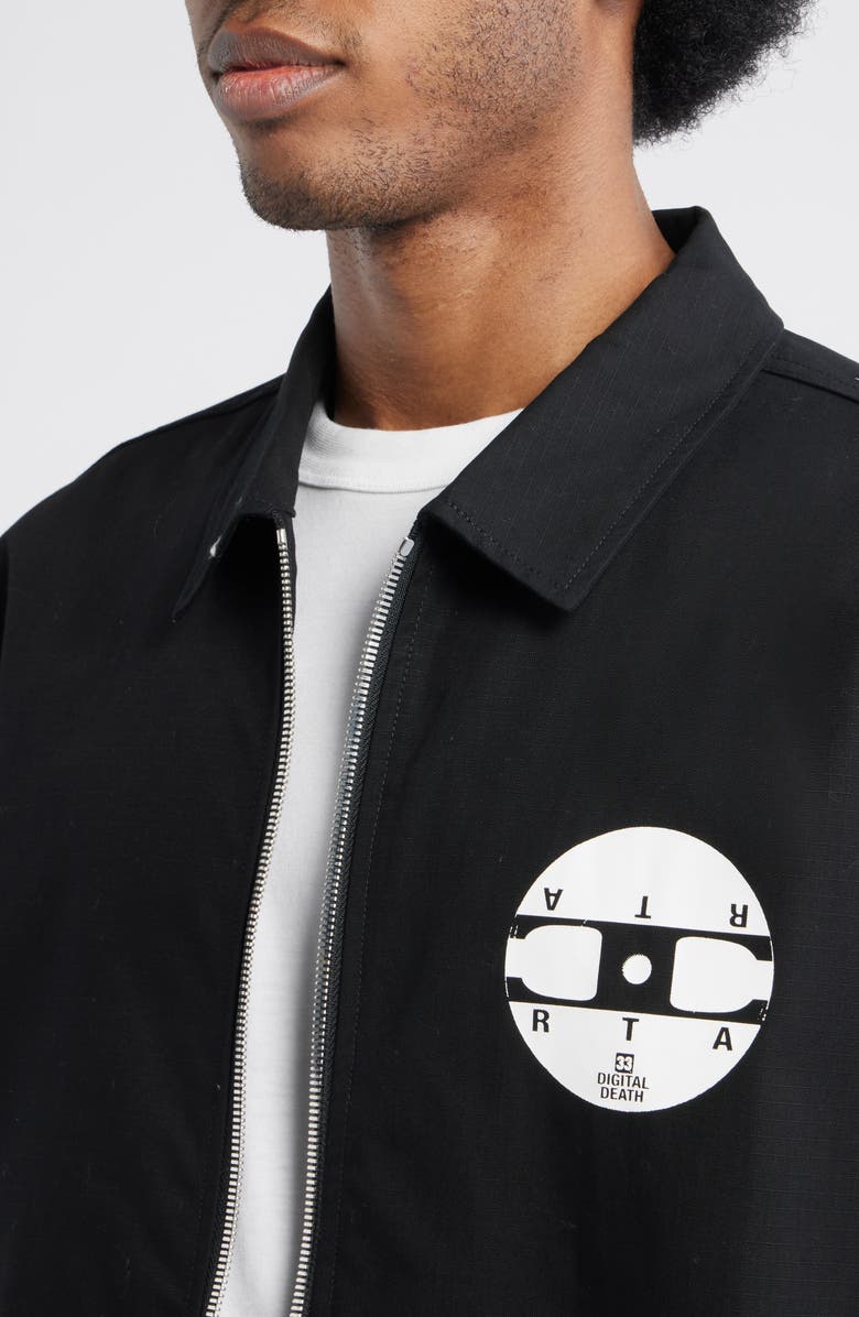 RtA Van Record Graphic Ripstop Cotton Jacket, Alternate, color, Black Vintage Record