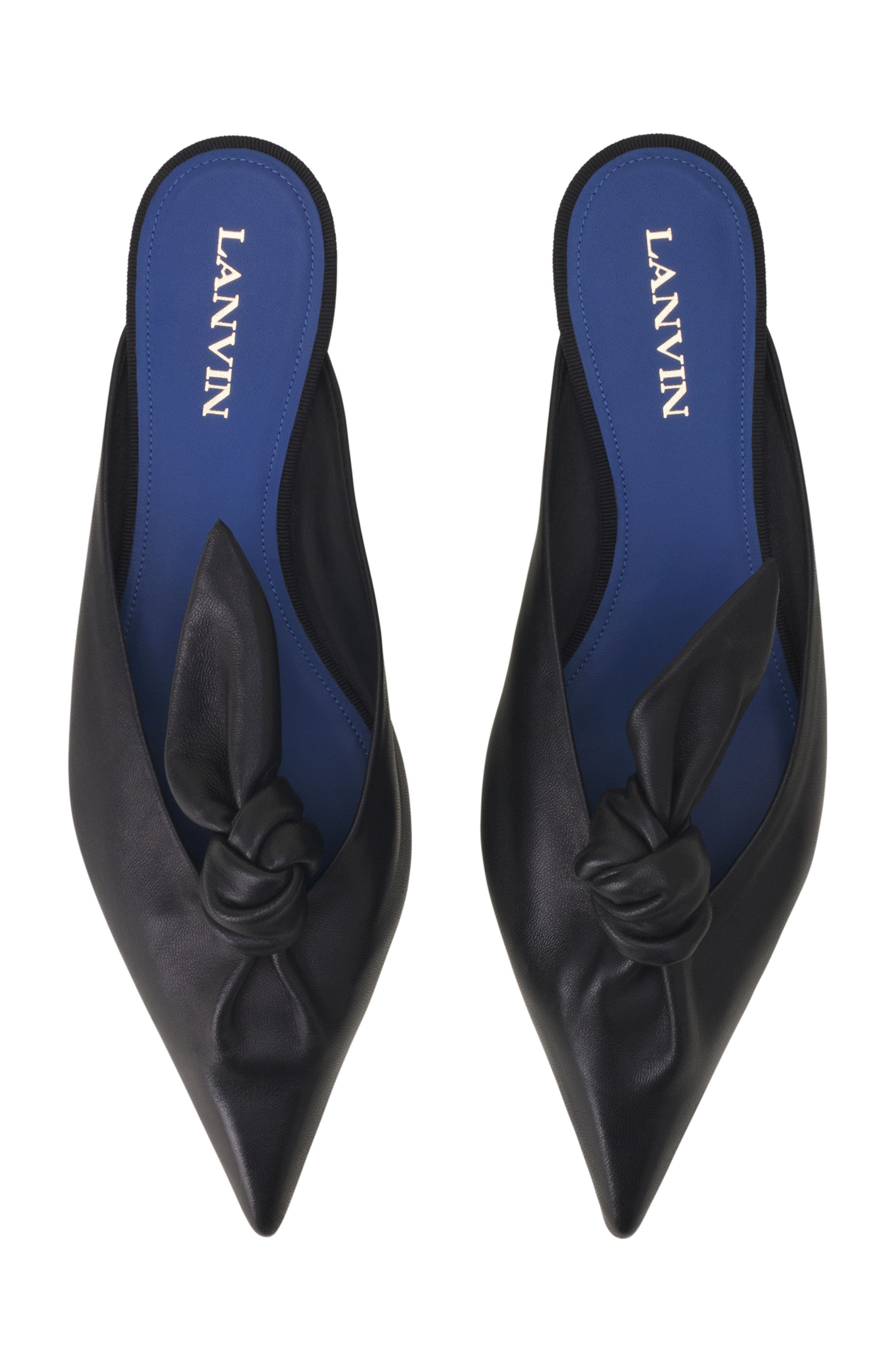 Lanvin MIDNIGHT STEP LEATHER BOW MULE, Alternate, color, Black