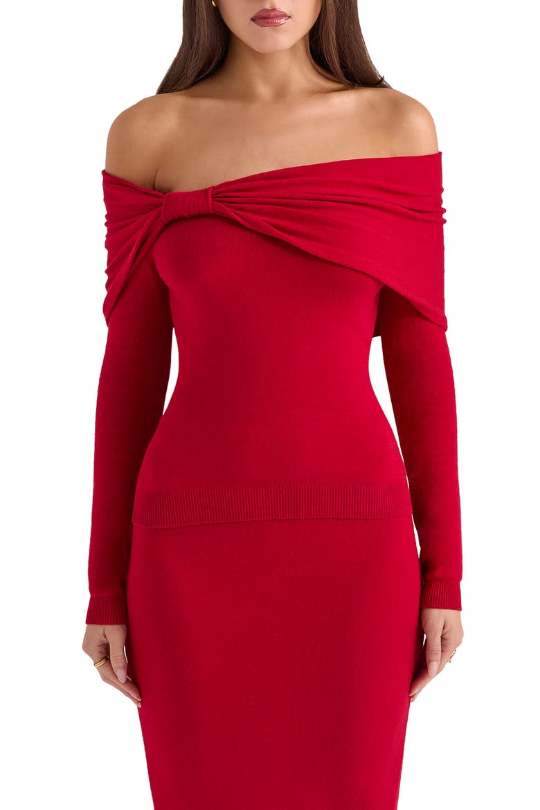 Amaryllis Off the Shoulder Sweater, Alternate, color, RED