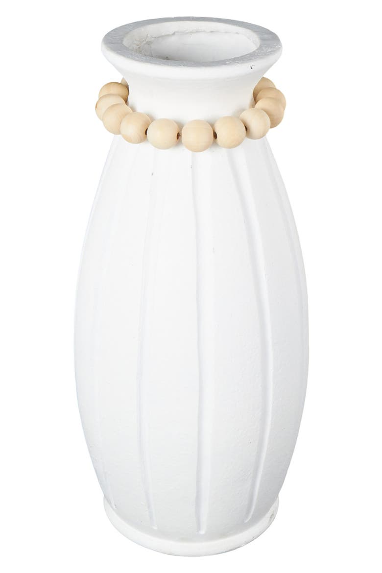 Beaded Vase, Main, color, WHITE