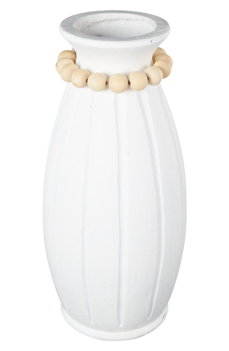 UMA Beaded Vase, Main, color, White