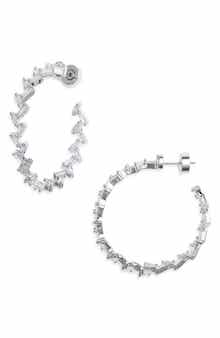 Nordstrom Cubic Zirconia Baguette Hoop Earrings